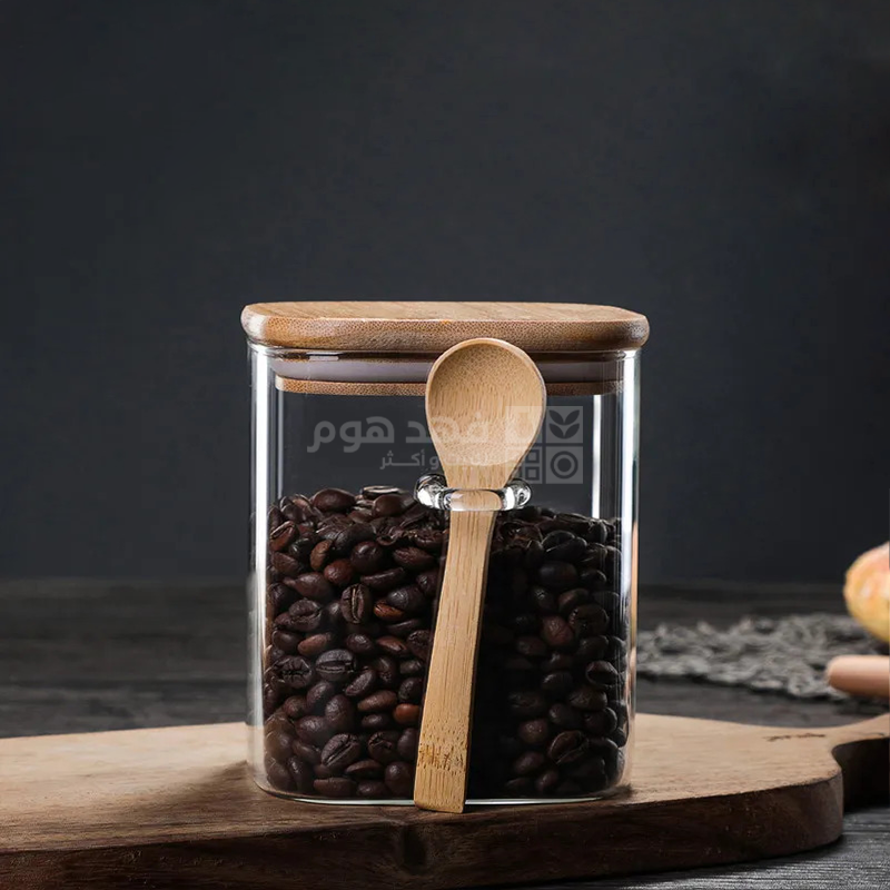 مرتبان زجاج 10*10*10سم مع معلقة Q17/26
