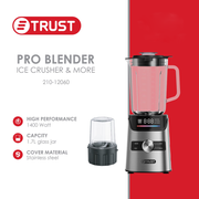 خلاط كهربائي ستانلس ديجيتال مع برامج ابريق زجاج 1.7L + مطحنة 1400W