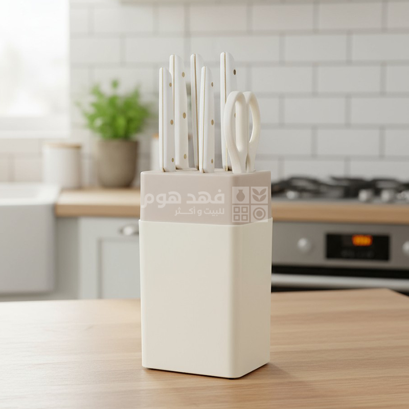 طقم ستاند 5 سكاكين + مقص DH4045-WHITE