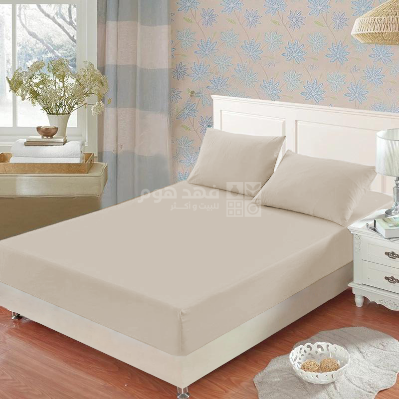 ملف فرشة جيرسي قطن مع وسادة 30*200*200 BEIGE KING