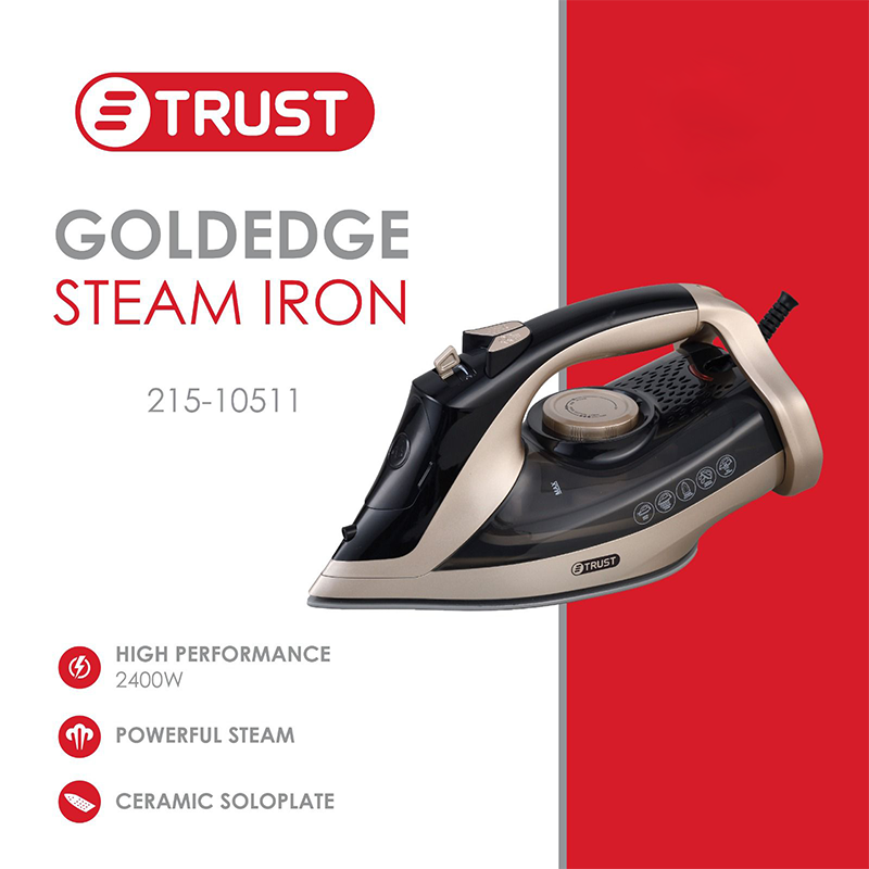 مكوى ملابس اسود و ذهبي - سيراميك TRUST 2400W