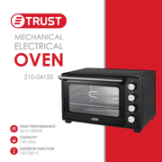 فرن كهربائي ميكانيكال اسود جلاس مع شواية 120 لتر / 3000W