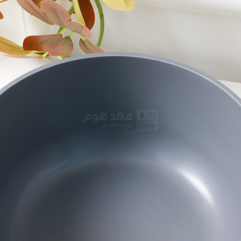 طنجرة سكب جرانيت 20سم غطاء زجاج اطار ويدين سلكون