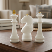 طقم/3 تحف شطرنج ريزن ابيض 30 سم D49-12 A+D49-14+D49-13