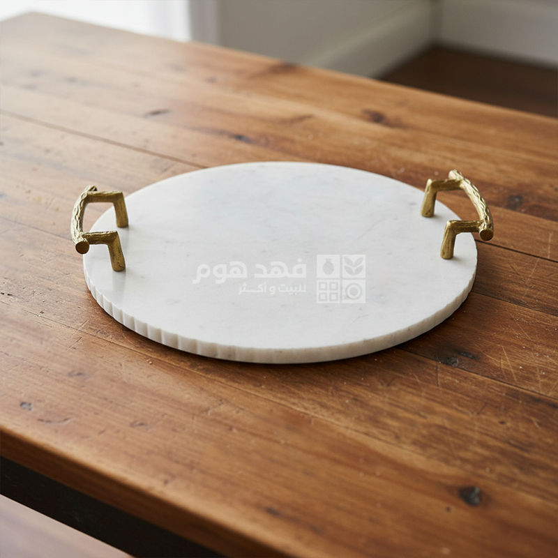 صينية رخام دائري يدين ذهبي وسط 30سم 2059