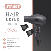 سشوار كهربائي رمادي / سرعتين / 3 درجات 2400W