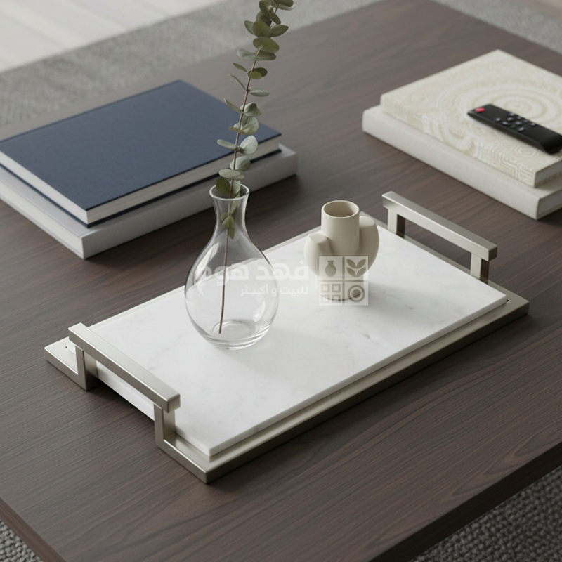صينية مستطيل رخام 5*23*36 سم SHIFT SILVER DEC TRAY