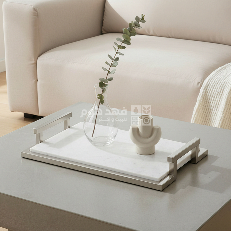 صينية مستطيل رخام 5*18*31 سم SHIFT SILVER DEC TRAY