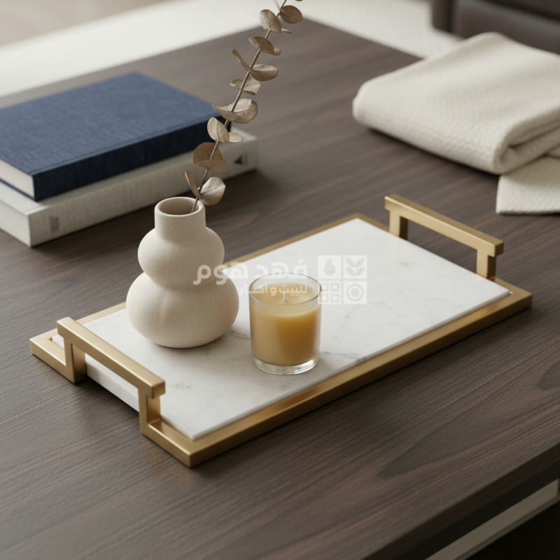 صينية مستطيل رخام 5*18*31 سم SHIFT GOLD DEC TRAY