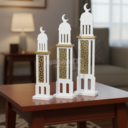 طقم/3 ماذن جامع 40/36/32سم خشب ابيض EL43/17