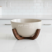 جاط سلطة بورسلان بيج قاعدة خشب غامق YM1455L