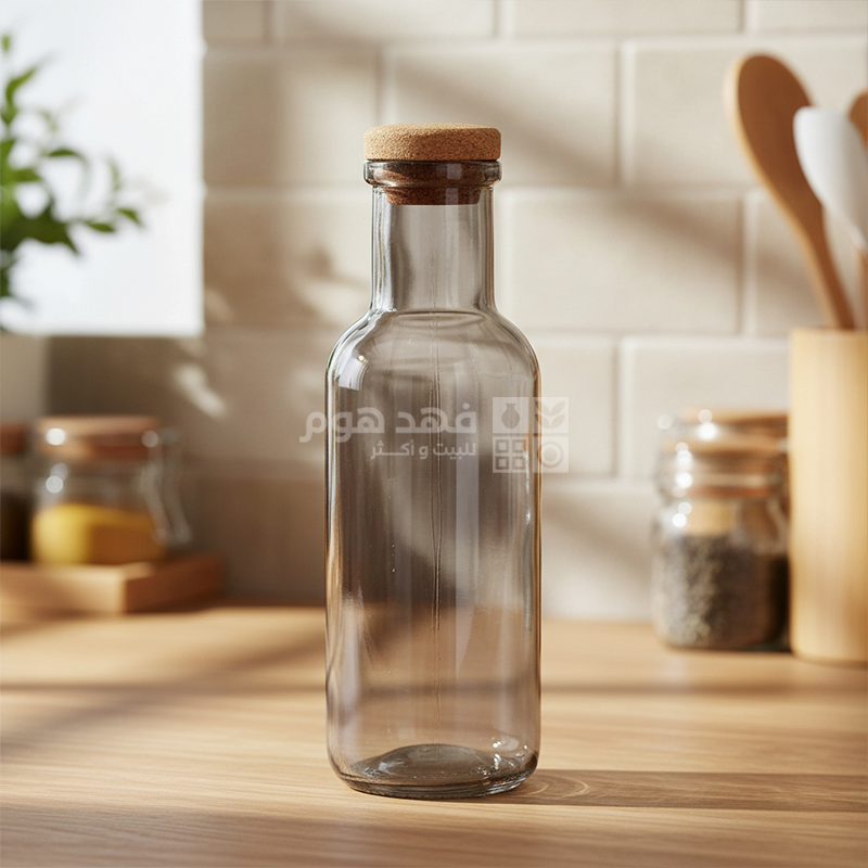 زجاجة ماء زجاج غامق غطاء فلين 1لتر 23KXPSGS
