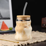 كاسة زجاج غطا بامبومع مصاصة A25/28