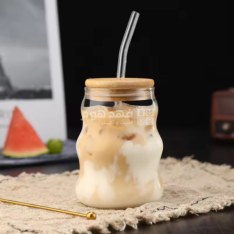 كاسة زجاج غطا بامبومع مصاصة A25/28