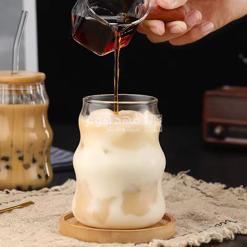 كاسة زجاج غطا بامبومع مصاصة A25/28