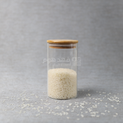 مرتبان زجاج غطا بامبو 16سم * 8.5سم A25/2