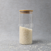 مرتبان زجاج غطا بامبو 20سم * 8.5سم A25/3