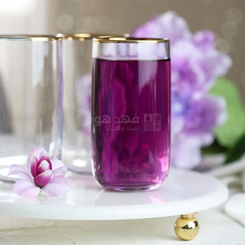 طقم/6 كاسة ماء ايكونك طويل حز ذهبي 420805