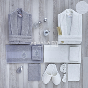طقم روب حمام قطن 100% 14 قطعة RICH GRAY & CREAM