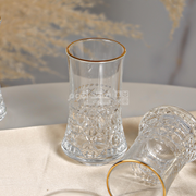 طقم كاسة ماء/12 زجاج سادة مبزر حيف ذهبي 2163/A CLEAR