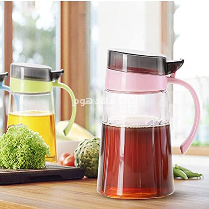 ابريق زيت زجاج 500مل غطا اكرلك ملون