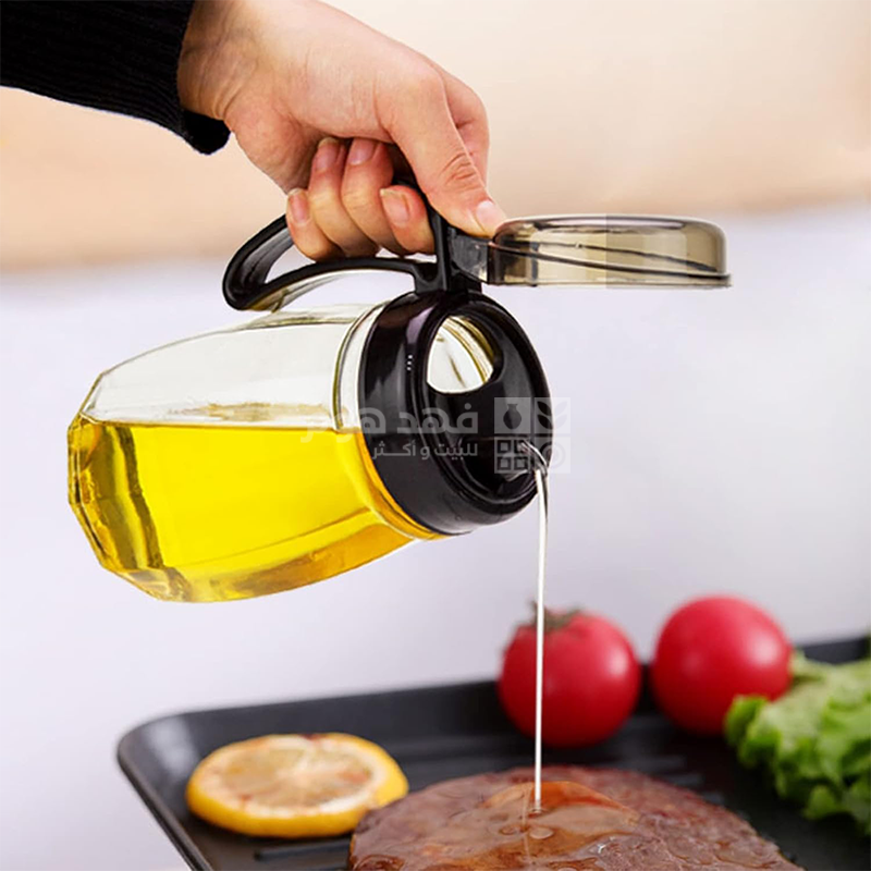 ابريق زيت زجاج 500مل غطا اكرلك ملون