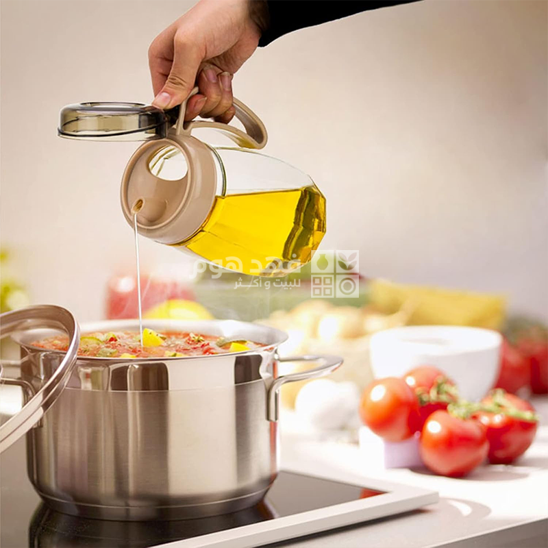 ابريق زيت زجاج 500مل غطا اكرلك ملون