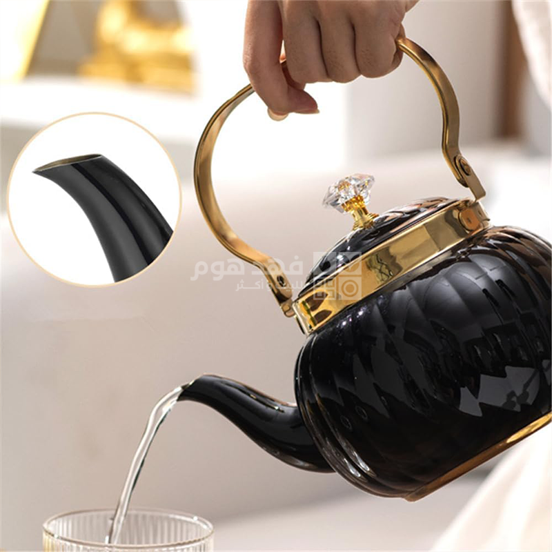 ابريق شاي 1600 مل اسود محزز