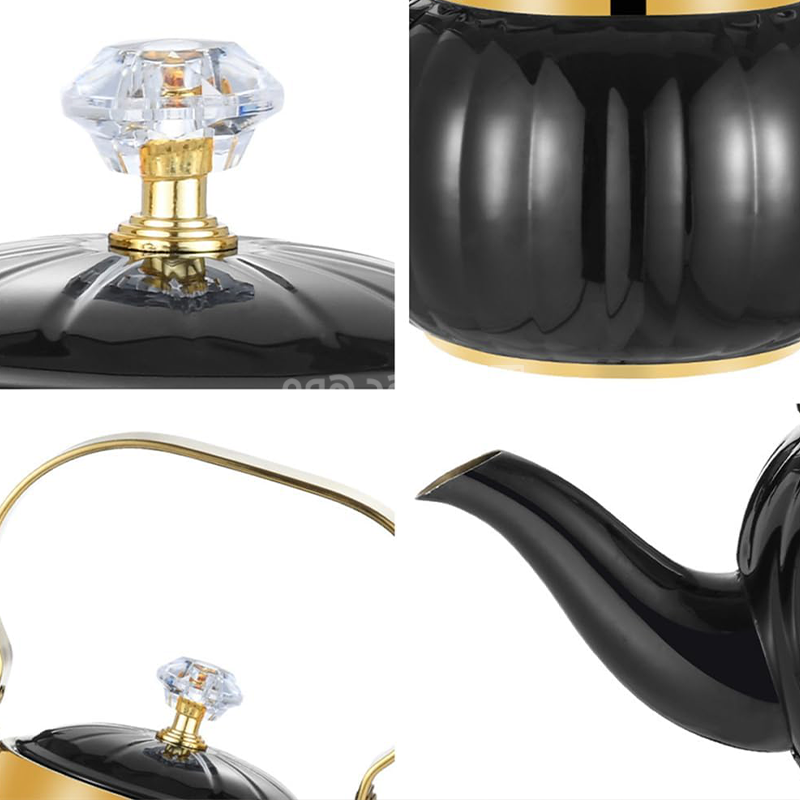 ابريق شاي 1600 مل اسود محزز