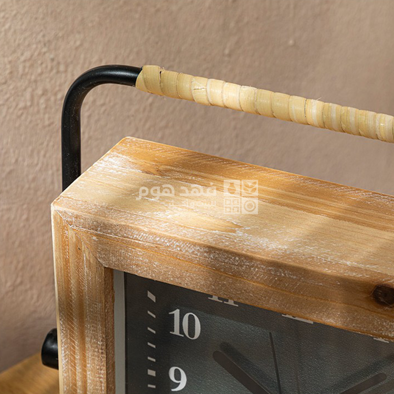 ساعة معدن مع اطار خشب 25*25*6cm مكتب Z6/9