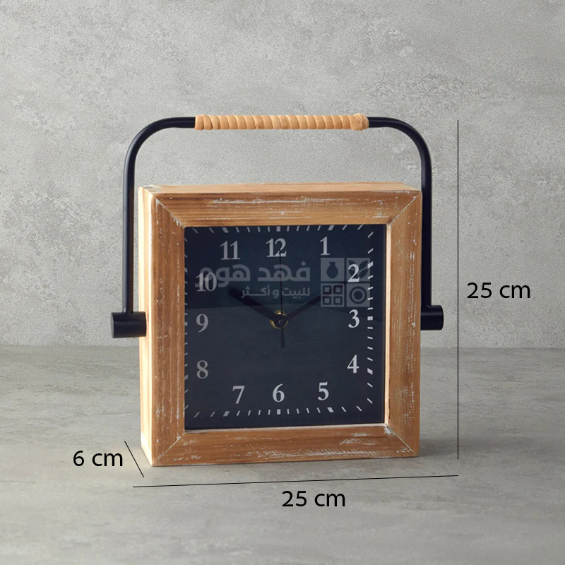 ساعة معدن مع اطار خشب 25*25*6cm مكتب Z6/9