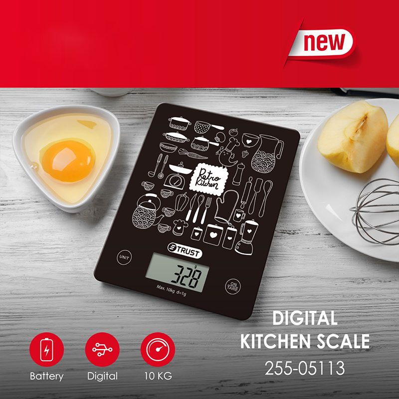 ميزان مطبخ وجه زجاج اسود ترست