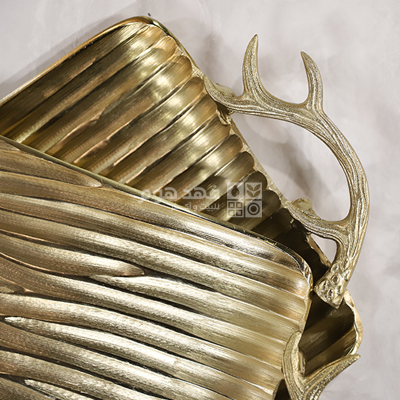 طقم/2 صواني مستطيل هندي ذهبي