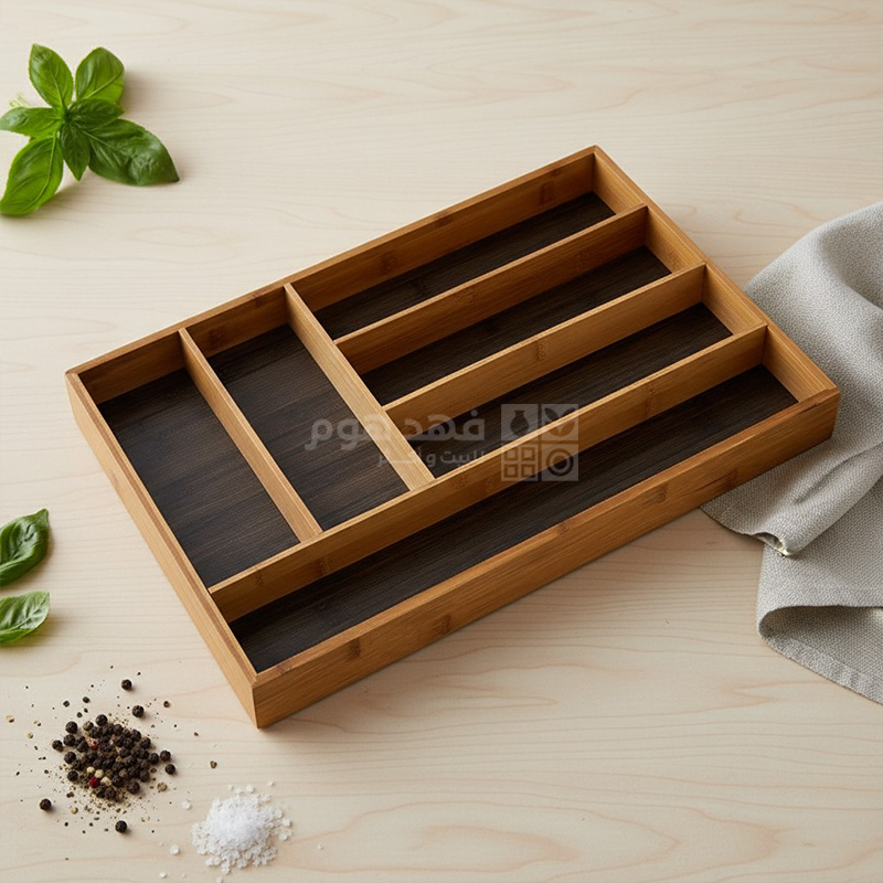 منظم ادوات مطبخ خشب بني Well