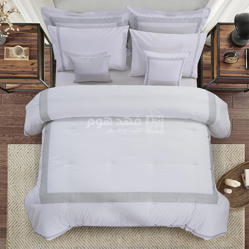 طقم غطاء تخت قطن 8 قطع HOTEL CHARM GRAY KING 260*240