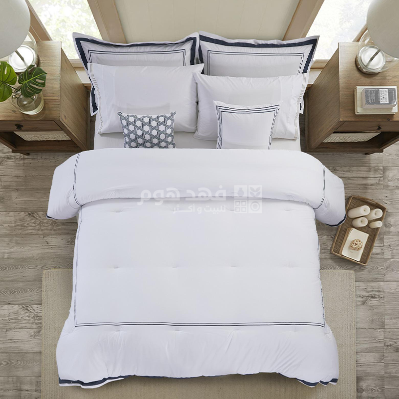 طقم غطاء تخت قطن 8 قطع HOTEL CHARM NAVY KING 260*240