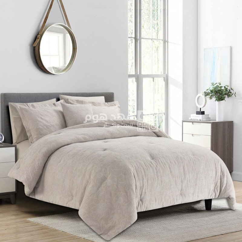 طقم غطاء تخت قطن جاكار 7 قطع LUXURY COTTON MATELASSE TAUPE KING