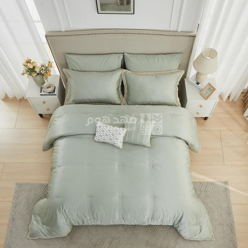طقم غطاء تخت جاكار 8 قطع 240*260 MADISON PARK GALILEO GREEN KING