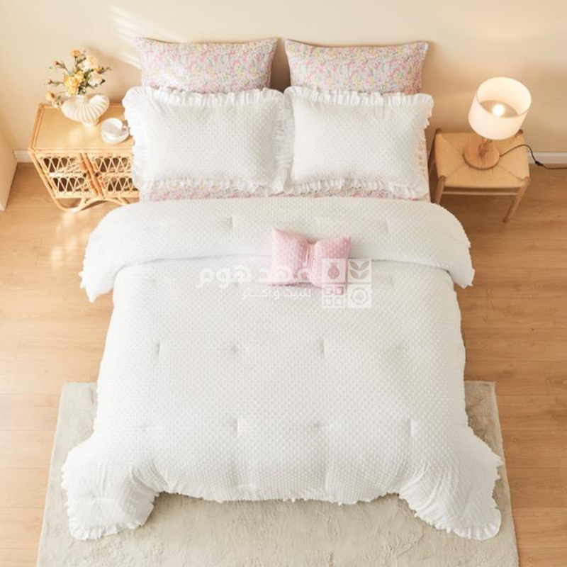 طقم غطاء تخت ميكروفيبر 5 قطع KIDS ZONE MARY WHITE 180*230 TWIN