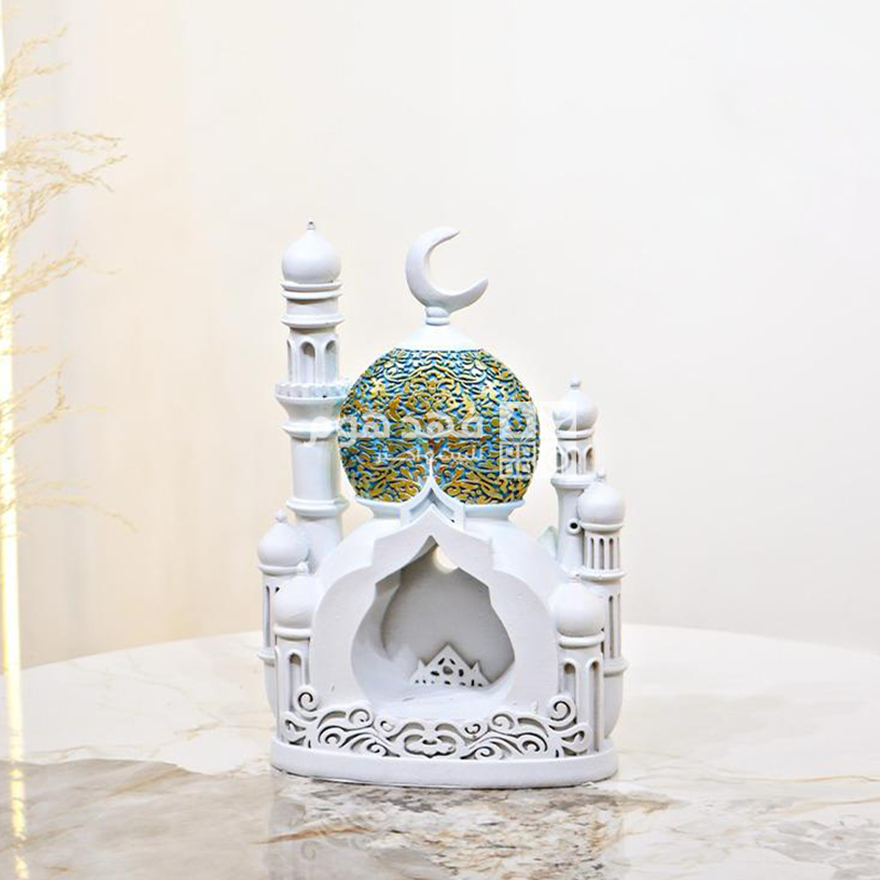 تحفة جبص شكل مسجد قبة تركواز و ذهبي قاعدة شمع SM217/27