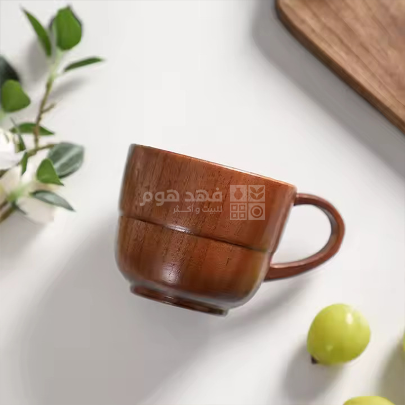 فنجان قهوة مدور بخصر 7 سم خشب بامبو معتق 236/2