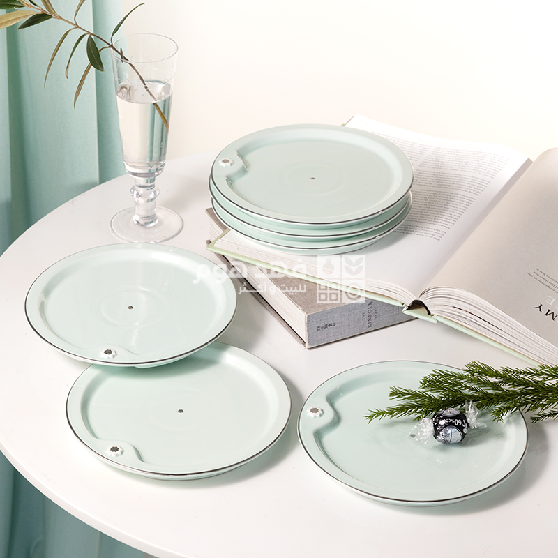 صحن كيك 6 قطع اصالة 2605 فيروزي