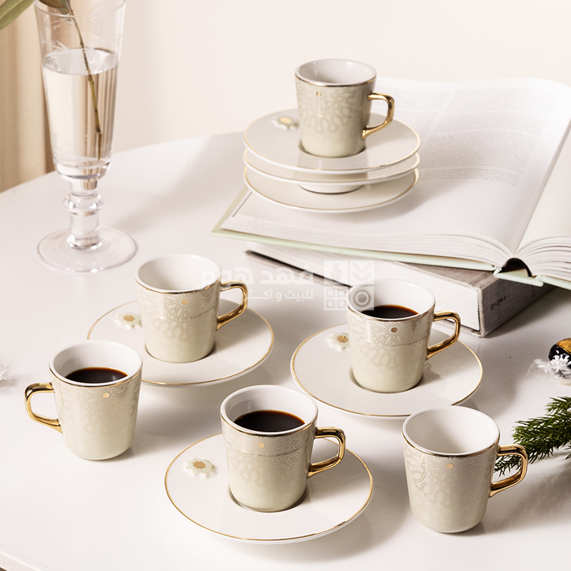 طقم 6 فناجين قهوة اصالة 2538 بيج