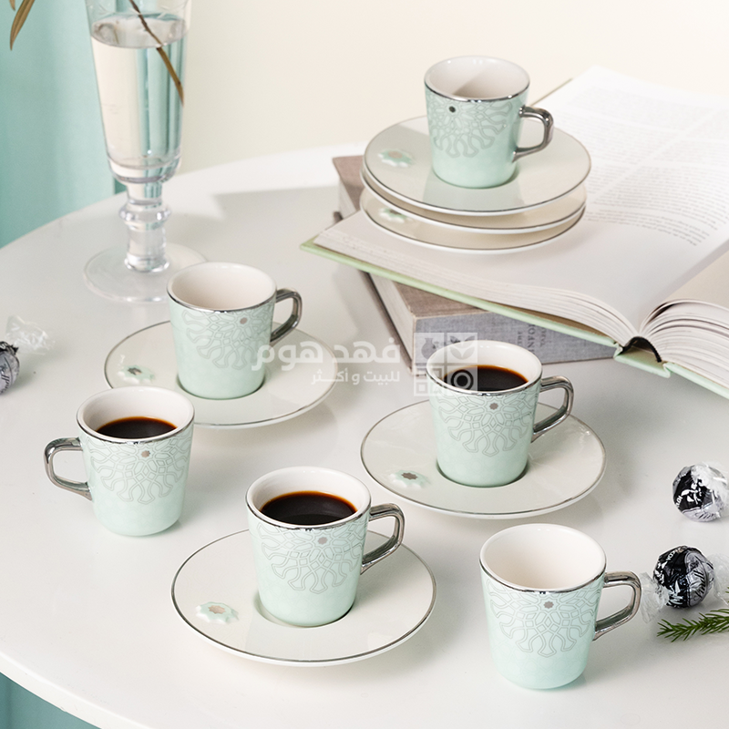طقم 6 فناجين قهوة اصالة 2536 فيروزي