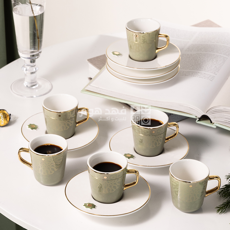 طقم 6 فناجين قهوة اصالة 2534 زيتي