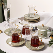 طقم استكانة 14 قطعة اصالة 2552 زيتي