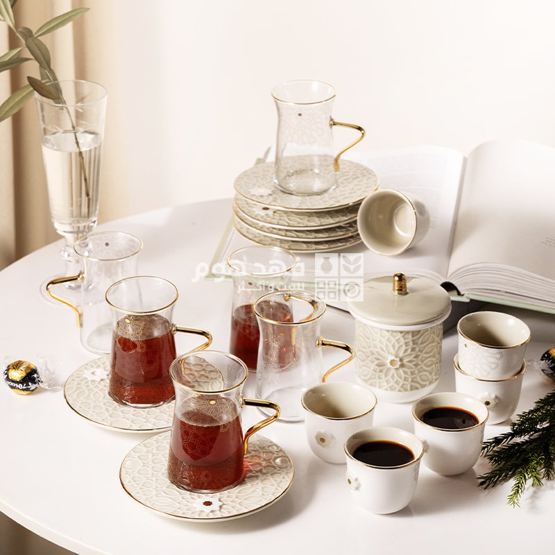 طقم استكانة 19 قطعة اصالة 2550 بيج