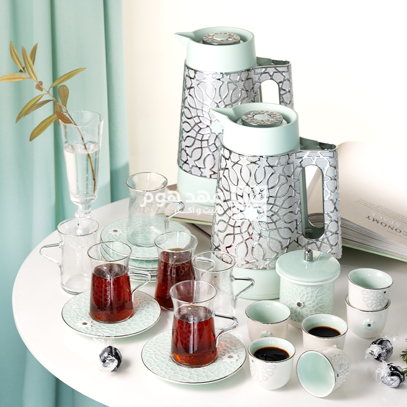 طقم ضيافة 22 قطعة اصالة 2560 فيروزي