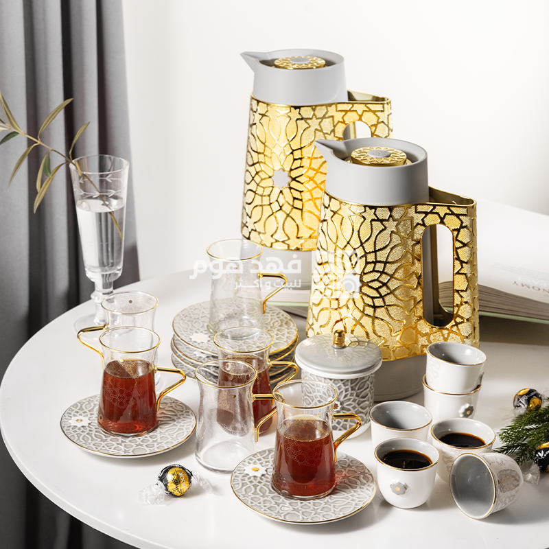 طقم ضيافة 22 قطعة اصالة 2559 رمادي