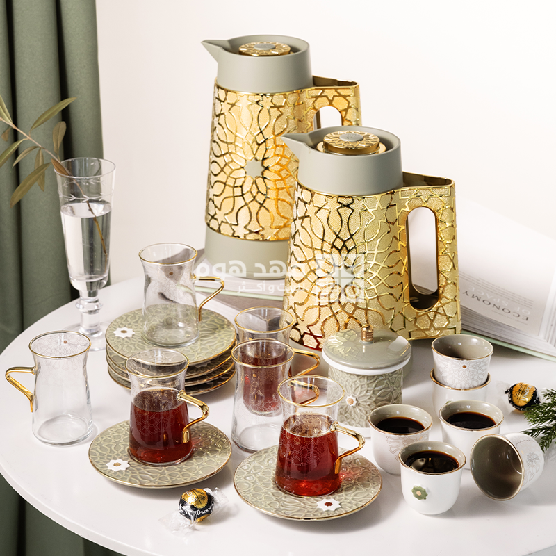 طقم ضيافة 22 قطعة اصالة 2558 زيتي